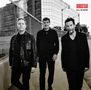 Text: "DOGSTAR ALL IN NOW". Drei Männer gehen nebeneinander eine Straße entlang, Gebäude im Hintergrund., LP