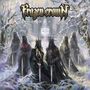 "Frozen Crown: The Legend of the Six Kings". Illustration von sechs Kriegern in dunklen Rüstungen mit Schwertern in verschneiter Landschaft., LP