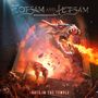 „Flotsam and Jetsam“ oben, „Rats in the Temple“ unten. Ein Drache speit Feuer, Ratten um ihn herum.