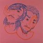 Keine Texte vorhanden. Illustration zeigt zwei stilisierte Gesichtshälften mit blauen und orangenen Linien auf rosa Hintergrund., Single 7"