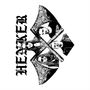 Text „HEADKR" in gotischer Schrift, darüber eine Axt-Illustration mit Porträts., MC