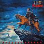 "Iron Kobra", "Eternal Dagger". Eine Person auf einem Tiger, im Hintergrund ein futuristisches Raumschiff., CD