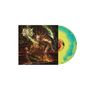 "The Darkest Side of Humanity" steht unten. Gemälde eines Skeletts, das einem dämonischen Wesen einen Apfel reicht. Vinyl in Gelb-Blau., LP