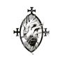 Schwarze, stilisierte Herz-Illustration mit Ästen und Kreuzformen in einem ovalen Rahmen., CD