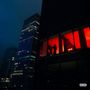 Parental Advisory: Explicit Content. Nacht, beleuchtete Hochhäuser, rotes Licht in einem Fenster, Silhouette einer Person., CD