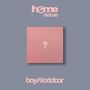 Text: „home deluxe“, „boy next door“. Ein rosafarbenes Quadrat mit Fragezeichen auf grauem Hintergrund., CD