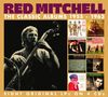 "RED MITCHELL THE CLASSIC ALBUMS 1955-1963. Acht Original-LPs auf 4 CDs." Links ein Bassist, rechts acht Albumcover., CD