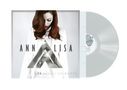 Text: "Annalisa" und "Se avessi un cuore". Eine Frau mit roten Haaren, stilvoll in Weiß gekleidet, vor einer Schallplatte., LP
