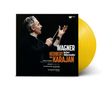 "WAGNER," "HERBERT VON KARAJAN," "Berliner Philharmoniker." Mann dirigiert. Gelbe Vinyl-Schallplatte.