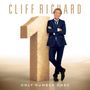 Text: "CLIFF RICHARD", "ONLY NUMBER ONES". Eine Person lehnt an einer großen, goldenen Zahl 1., CD