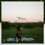 „Lizzy McAlpine – give me a minute“ über einem Park. Eine Person sitzt auf einer Decke mit Blick auf die Skyline., CD