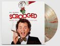"Bill Murray, SCROOGED: Music From The Motion Picture, composed by Danny Elfman. Eine Hand mit Zigarre, Skelett hält Mistelzweig."