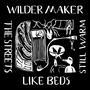 "Wilder Maker", "The Streets", "Still Warm", "Like Beds". Schwarz-weiße Illustration mit abstrakten Figuren und einem Vogel., LP