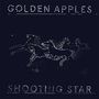 "GOLDEN APPLES" oben, "SHOOTING STAR" unten. In der Mitte Zeichnung von galoppierenden Pferden in Sternform.
