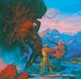 Eine dramatische Szene: Ein Dämon kämpft gegen eine gepanzerte Figur vor einer Berglandschaft., CD