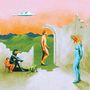 Eine surreale Illustration zeigt Figuren mit Mensch-Tier-Merkmalen in einer abstrakten, farbenfrohen Landschaft., 2 LPs