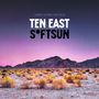 Text: "TURNED TO STONE CHAPTER 10 TEN EAST S°FTSUN". Hügelige Wüstenlandschaft bei Sonnenuntergang., LP