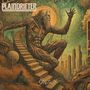 "PLAINDRIFTER" oben, "Gestalt" unten. Illustration: Baumriesengestalt, Treppe, mystische Landschaft, Person blickt auf., LP