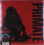 „PRIMATE“ in großen Buchstaben, darunter eine Silhouette eines Affen vor rotem Hintergrund., LP