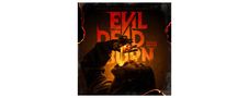 „EVIL DEAD BURN“, „Original Motion Picture Soundtrack“, „Music by Double Danger“. Dunkle, feurige Szene mit trinkender Person., 2 LPs