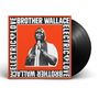 Text: "BROTHER WALLACE" und "ELECTRIC LOVE" auf einem Albumcover. In der Mitte ein Sänger vor orangenem Hintergrund., LP