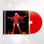 Texte: "HELENE FISCHER Warum." Eine Frau in rotem Glitzer-Outfit mit ausgebreiteten Armen., Maxi-CD