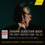 Text: "JOHANN SEBASTIAN BACH, THE FIRST CANTATA YEAR, VOL. 10, 2 CD". Gelbes Logo: "hänssler CLASSIC".  
Porträt eines nachdenklichen Mannes., 2 CDs