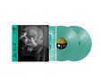 „Bright-Side Limited Edition Green Vinyl“. Ein Porträt eines älteren Mannes mit Telefon, grüne Schallplatten.