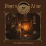 „Pagan Altar, The Room of Shadows“. Eine Frau in altertümlichem Kleid sitzt am Kamin mit Kerzenlicht., 2 LPs