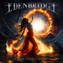 „EDENBRIDGE Set the Dark on Fire“. Eine Frau in rotem Kleid vor Flammenwirbel in dunkler Umgebung., CD