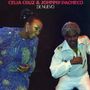 Aufschrift: "CELIA CRUZ & JOHNNY PACHECO DE NUEVO". Zwei Personen tanzen; eine Frau in glitzerndem Blau, ein Mann in Weiß., LP
