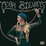 "Yeah Blevins" und "All Dressed Up." Frau mit blauem Turban, schwarzem Spitzenkleid und Perlenkette., LP