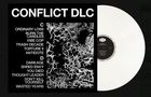 Die Texte "CONFLICT DLC", Trackliste C und D. Schwarzes Cover, abstrakte weiße Muster, weiße Vinyl-Schallplatte., LP