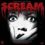 Text: "SCREAM", "Original Motion Picture Score", "Music Composed and Conducted by Marco Beltrami". Intensiver Gesichtsausdruck in Grautönen., LP