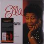 "Ella Fitzgerald" groß in Rot, "GERSHWIN" in Schwarz darunter. Rechts Porträt von Ella mit lächelndem Gesichtsausdruck., LP