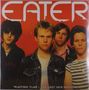 "EATER", "WASTING TIME - THE LOST 1978 SESSIONS". Vier junge Männer vor rotem Hintergrund, drei mit ernsten Blicken, einer mit Sonnenbrille., LP