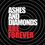 "Ashes and Diamonds Are Forever" in Weiß und Rot auf schwarzem Hintergrund mit konzentrischen Kreisen., LP