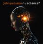 Text: "john palumbo r u science?" 
Illustration: Eine Frau mit einem halbtransparenten, leuchtenden kybernetischen Kopf., CD