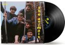 Text: "the animals", "mono". Cover: Fünf junge Männer lächeln hinter einem Zaun hervor; eine Schallplatte rechts., LP