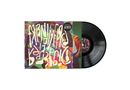 Eine Vinylplatte mit bunter Hülle. Text: "Friendly Fires" und "Disorders". Verschwommene, verschnörkelte Graffiti-Schrift., LP