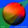 "Hémisphères", Namen: Guillaume Latil & Matheus Donato. Bunte Kreise und Schatten von zwei Personen auf farbigem Hintergrund., LP