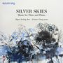 "SILVER SKIES, Music for Flute and Piano, Megan Sterling, flute | Kristian Chong, piano." Abstrakte blau-schwarze Malerei., CD