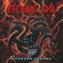 "Eternal Evil" und "Forever Feared". Illustration: Drei schwarze Schlangenköpfe und eine gepanzerte Hand vor rotem Blitzhintergrund., LP