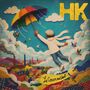 Texte: "HK", "Le Cœur au Vent".  
Illustration: Person mit buntem Regenschirm über Stadt schwebend., CD