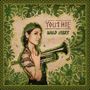 Text: "YOUTHIE WILD VIBES". Illustration: Frau mit Trompete, umgeben von grünem, tropischem Muster., LP