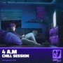 Texte: "4 A.M CHILL SESSION", "Compilation n°41", "LOF girl". Illustration: Person entspannt im lila beleuchteten Zimmer., 2 LPs