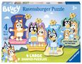 Ravensburger Kinderpuzzle 03132 - Bluey: Auf geht's! - 4 konturgeformte Puzzles mit 10, 12, 14 und 16 großen, stabilen Puzzleteilen, für kleine Bluey-Fans ab 3 Jahren, Spiele