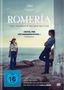 Titel "ROMERÍA: DAS TAGEBUCH MEINER MUTTER". Zitate: "Eine bewegende Ode". Frau und Mann an einer Küste., DVD
