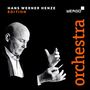 Text: "Hans Werner Henze Edition", "Wergo", "orchestra". Schwarz-weißes Porträt eines Dirigenten in Aktion., 5 CDs