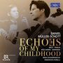 Text: "Daniel Müller-Schott, Echoes of My Childhood - Bach Vivaldi Boccherini Geminiani". Zwei Cellisten, ein Logo oben rechts., CD
